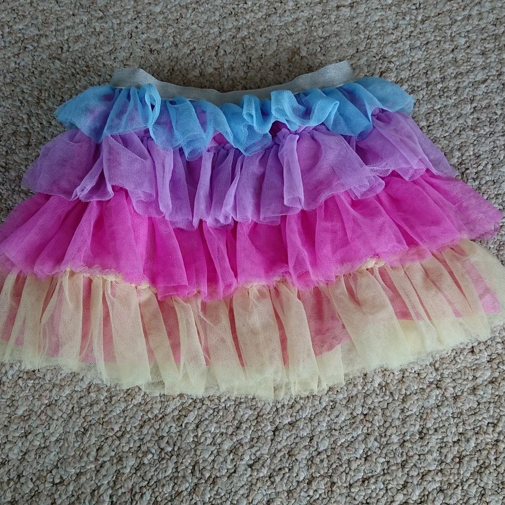 Trolls 2 Girls 4-16 Rainbow Colorful Layered Tulle Skirt size 6